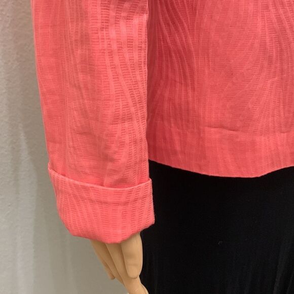Jones Wear Size 10 Tangerine Snap Waist Rolled Sleeve Woman’s Casual Work Jacket - Picture 5 of 7